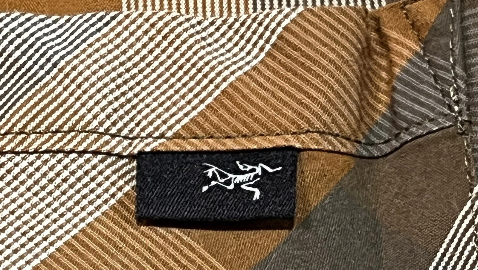 arcteryx long sleeve button down pocket cotton blend plaid shirt