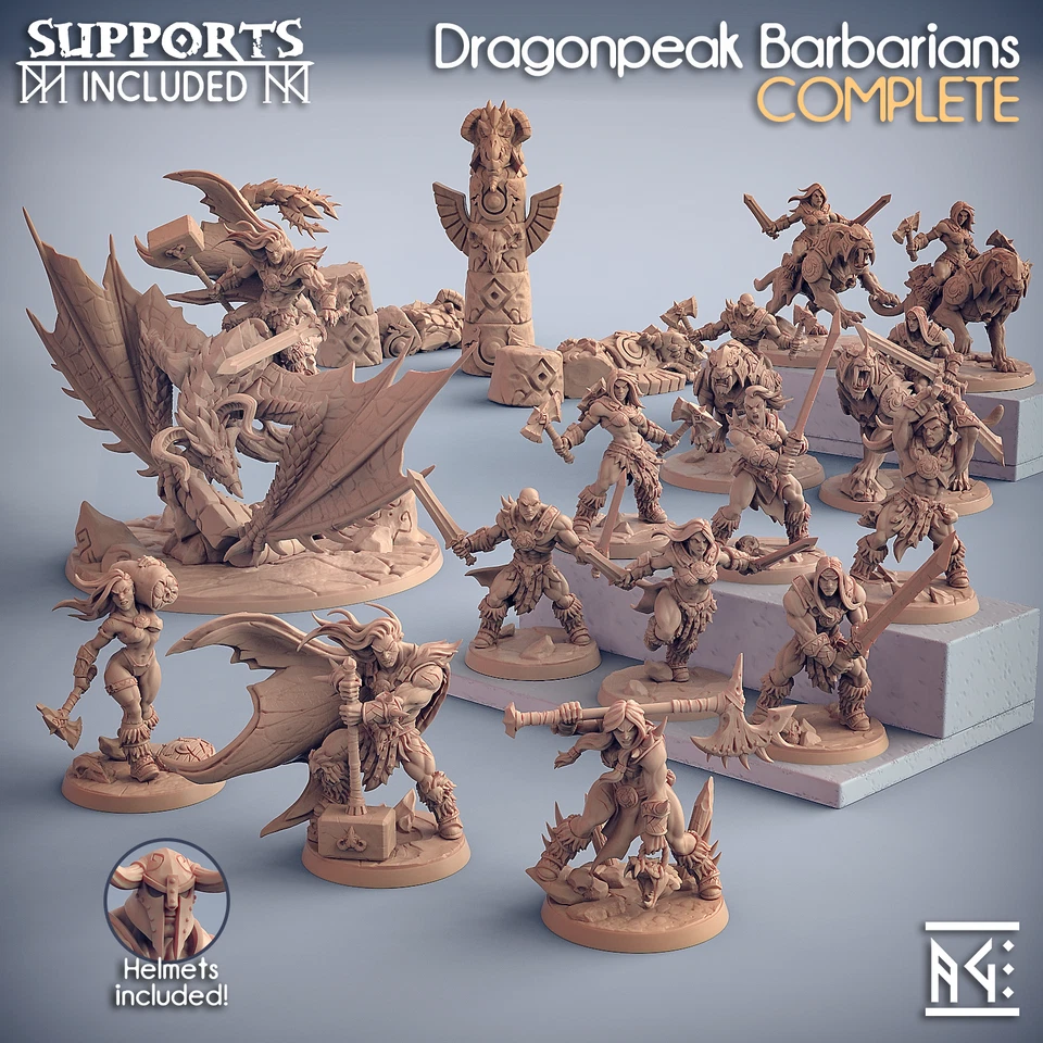 Artisan Guild Miniature D&D/wargames Dragonpeak Barbarians in resina 3d print