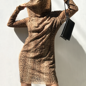 leopard print mesh dress