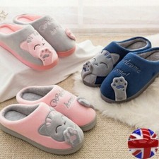 Ladies Slippers Mens Womens Warm Fur Lined Winter Warm Mules Shoes House Size UK