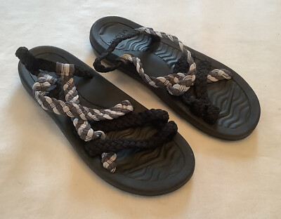 Megnya womens braided hiking sandals arch support gray and black size Eu 39 US 8