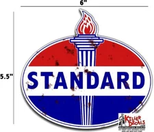 6" OLD style RUSTY STANDARD TORCH GAS PUMP OIL TANK DECAL 