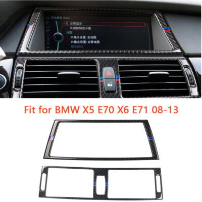 Carbon Fiber Trim Sticker Navigation Panel Air condition For BMW e70 e71 X5 X6 M