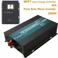 Inverter 12V Pure Sine Wave 3000W Power MPPT Charge Controller 40A Solar Home RV