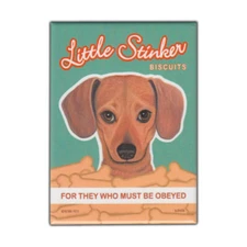 Retro Pets Magnet, Little Stinker Biscuits, Dachshund Dog, 2.5" x 3.5"