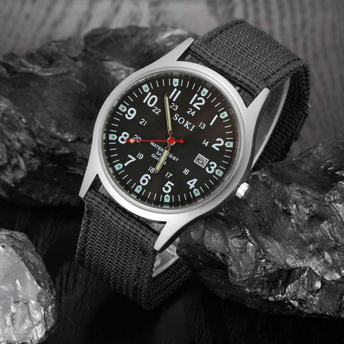 Mens Date Quartz Analog Army Wrist Watch Casual Nylon Strap Watches Military - Picture 1 of 15