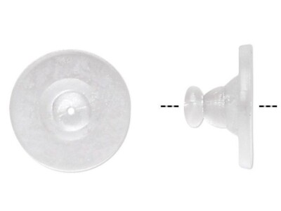 Ear Nut, Clear Rubber Hypo Allergenic 11x6mm Earring Backs No Latex 12 OR 144 *