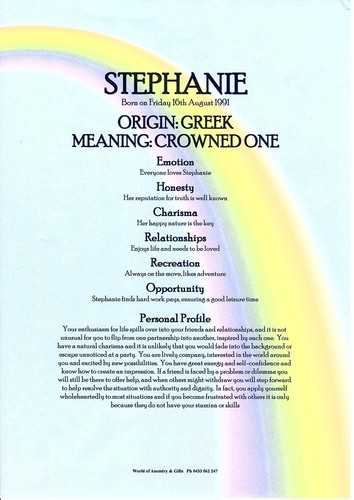 PERSONALISED FIRST NAME MEANING CERTIFICATE - RAINBOW SKY BACKGROUND | eBay