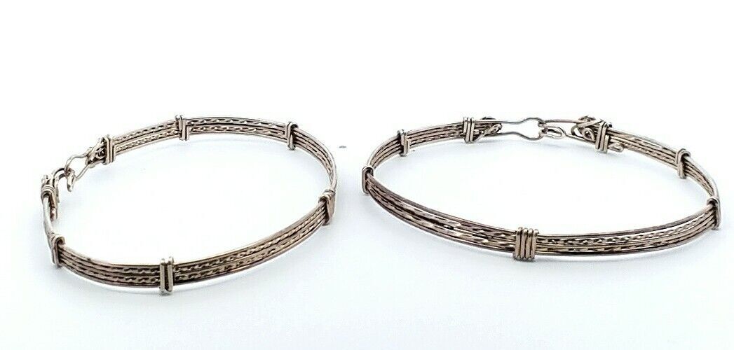 925 Sterling Silver Wire Pattern Bangle Bracelet … - image 5