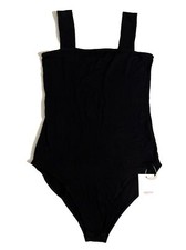 MANGOPOP Women's Size Medium Sleeveless Bodysuit Square Neck Black NEW NWT