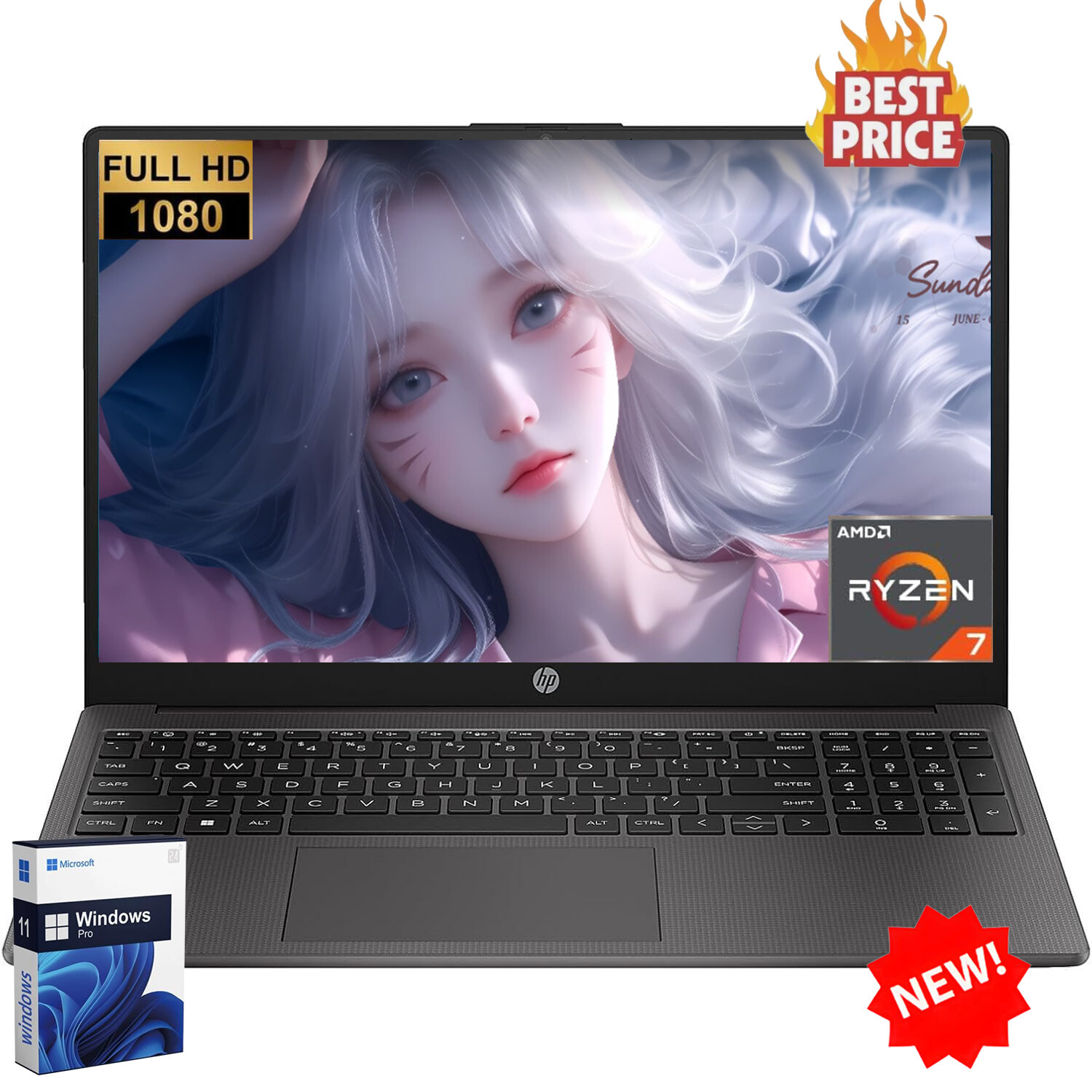 HP 255 G10 Student Laptop 15.6 in AMD Ryzen 7 UpTo 64GB RAM 4TB Windows 11 Pro