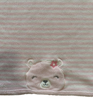 Carters Just One You Pink Stripe Teddy Bear Flower Bow Baby Blanket Lovey Kids