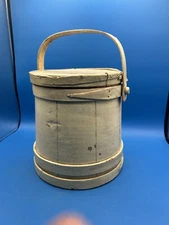 GREAT ANTIQUE 1800s SHAKER SUGAR BASKET ORIGINAL PAINT? + Lid See Video for Cond