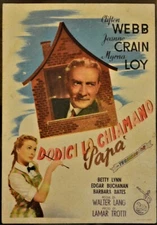 CARTOLINA ORIGINALE DODICI LO CHIAMANO PAPA' 50 Cheaper by the Dozen MYRNA LOY