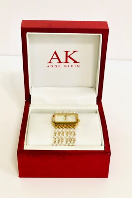 Vintage Anne Klein Diamond 10/7209 Gold Tone Pearl Bracelet 