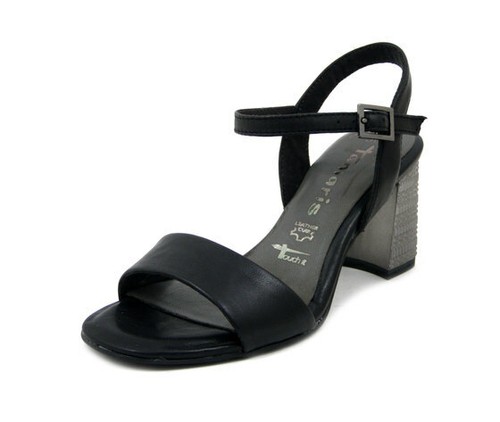 Sandali Donna Comodi Pelle Nero 40 Tacco Medio Argento Eleganti e Casual  TAMARIS | eBay