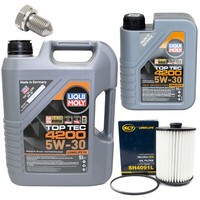 MotoröL Set 5W-30 6 Liter + ÖLfilter SH 4091 L + Schraube FüR Skoda Superb II VW