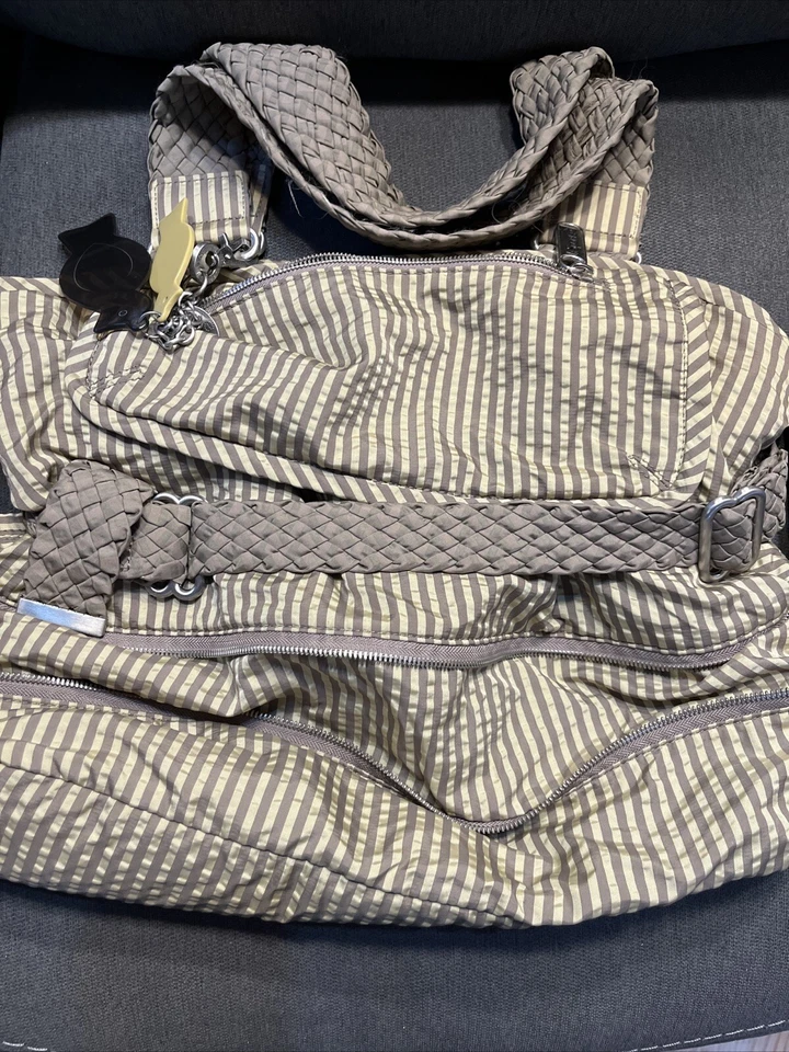 Stella McCartney Large Khaki Green Striped Lesportsac Bag Excellent Condition! - Image 2 of 4