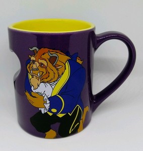 DISNEY Beauty And The Beast Cup Mug THE BEAST Signature Heart Cutout Purple | eBay