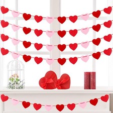 Felt Heart Garland Valentines Wedding Anniversary Prestrung Romantic Wall Window