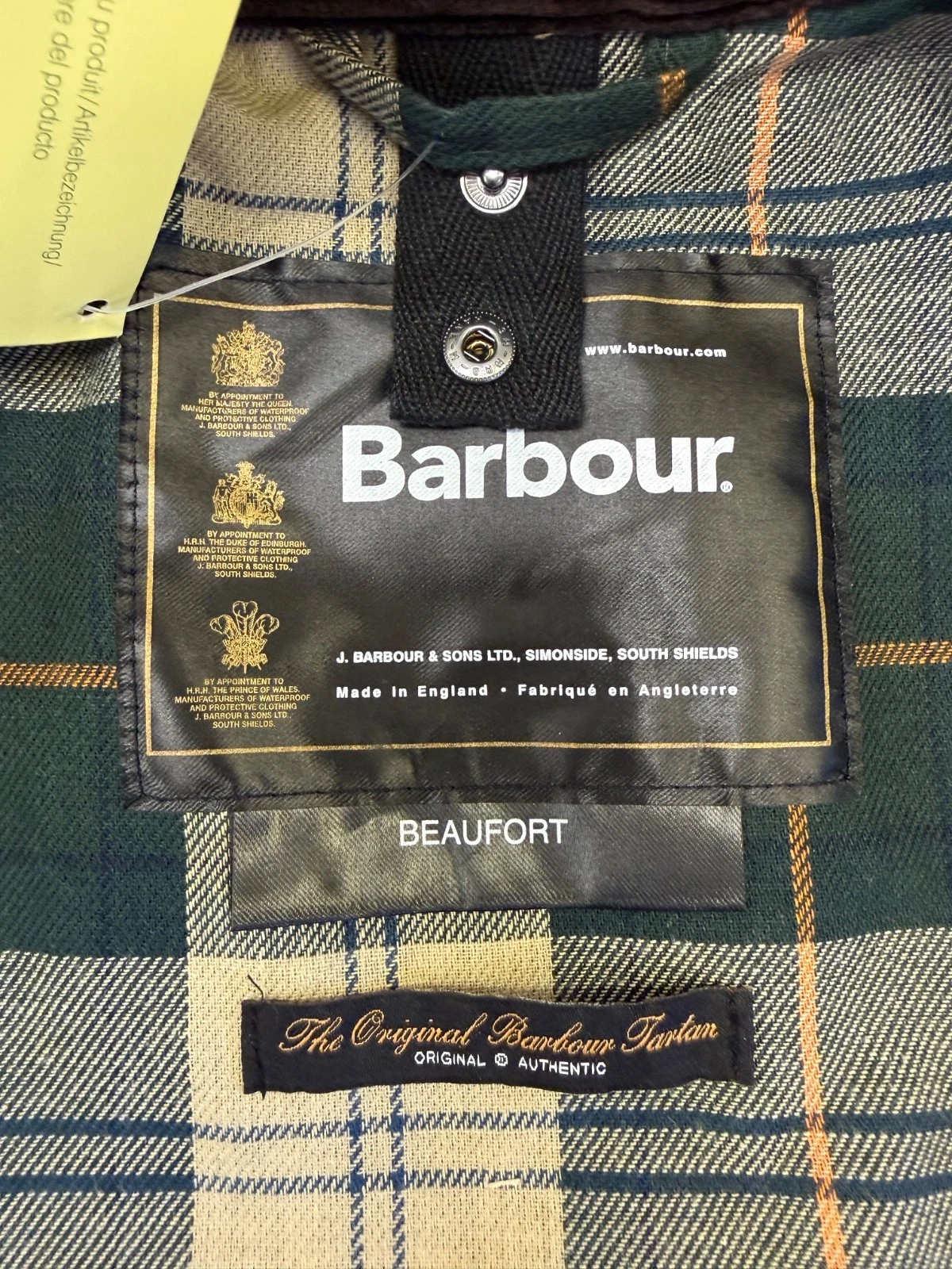 Men's Barbour Beaufort Waxed Jacket - Size 38 - Sage Green -NEVER WORN with tags - product detail image 2