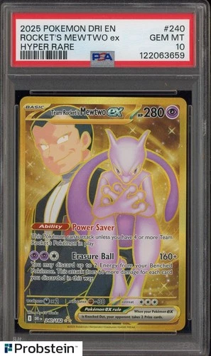 2025 Pokemon DRI EN #240 Rocket's Mewtwo Hyper Rare PSA 10 GEM MINT