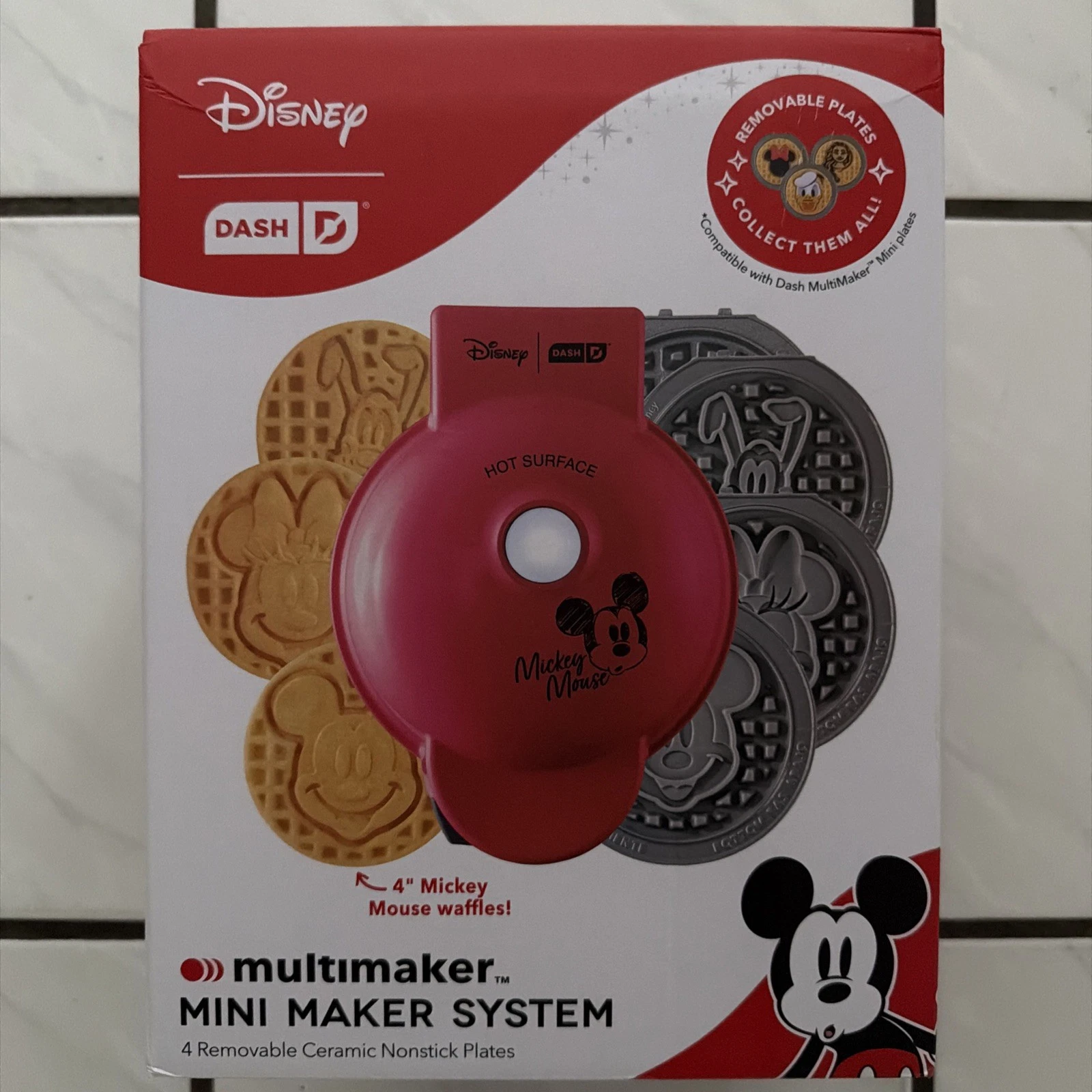 Disney Dash Multimaker Mini Waffle Maker Mickey & Friends 4 Plates NEW