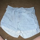 Express Shortie Women's High Rise Paperbag Light Wash Blue Denim Shorts 8 — photo 1
