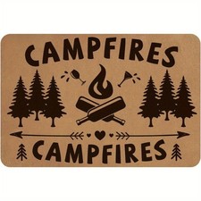 1pc Polyester and Rubber Ground Mat Rectangle with Word CAMPFIRES
