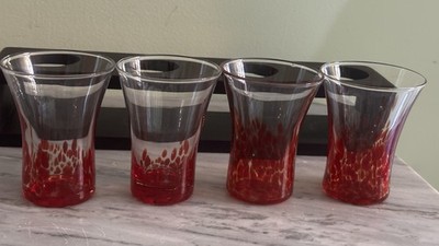 Set Of hand blown shot glasses In wooden holder Tasting Flight