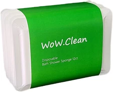 Disposable Bath Shower Sponge 1 Dozen-12 Counts . Easy to Carry, Clean White 