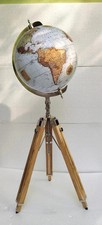 15" Big Modern Map Atlas Floor World Globe With Wooden Tripod Stand Home Decor