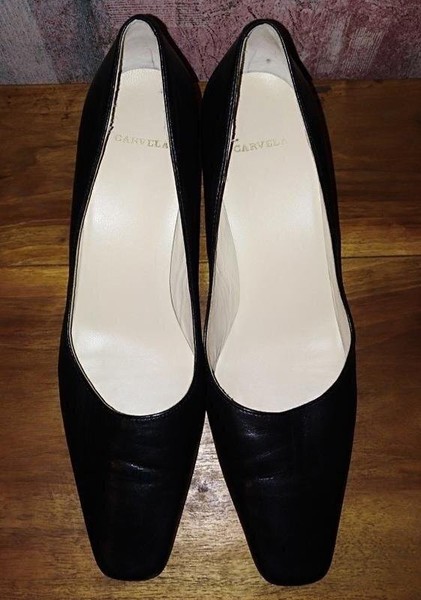 Women Carvela Heels Black Leather 40 #12W6