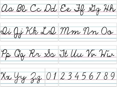Set of 9 Cursive Writing Bulletin Board Cursive Alphabet Wall Strip for Teacher 