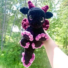 Custom Handmade Crochet Dragon Snuggler Plushie, Choose Your Color