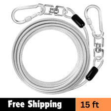 Dog Tie Out Cable: 15 Ft Dog Lead for Yard - Heavy Duty Chain Leash outside for