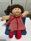 Vintage Cabbage Patch Doll Brown Pigtails Hair Blue Eyes Red Plaid 1978/1982