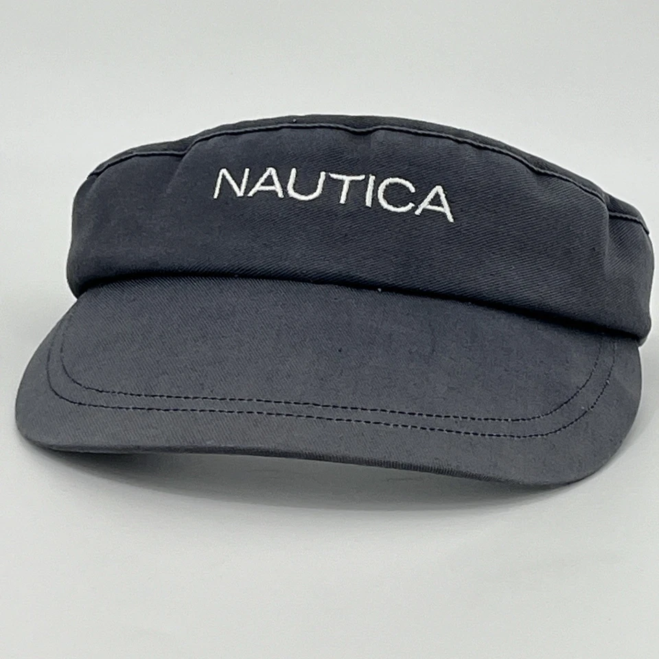 De colección Años 90 Y2K Nautica Visera Sombrero - Correa Trasera Desteñida Azul Marino Exterior Gorra para el Sol En muy buen estado Foto 2 de 4