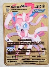 Pokemon Card Sylveon VMAX 075/203 Gold Metal Card - Carta In Metallo Fanmade TCG