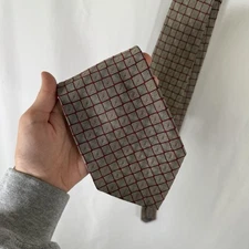 Robert Talbott Mark Shale Tie Men's 60" Beige Red 100% Silk 3.5" Wide