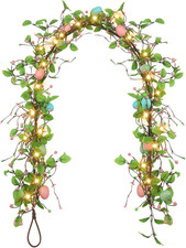 6 Ft Artificial Easter Egg Garland with LED Mixed Berry Hanging Rustic Spring Ea