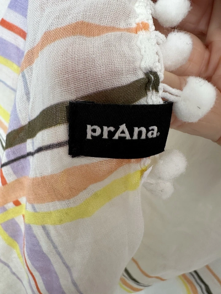 Envoltura de pareo prAna Stefany - Borde de pompón a rayas múltiples - Encubrimiento 100 % algodón Foto 2 de 3