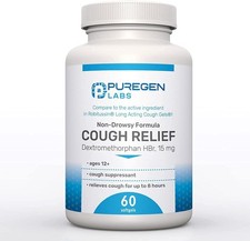Cough Relief for Adults Dextromethorphan HBr 15mg 60 Softgels 8-Hour, Non-Drow