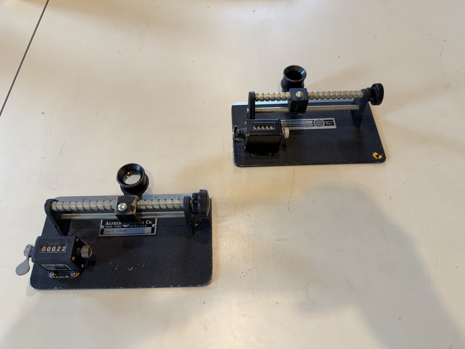 Lot of 2 Alfred Suter Traversing Pick Counters Thread Count Textile Instrument