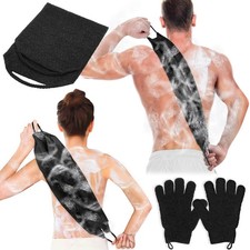Exfoliating Back Scrubber Bath Gloves Set, Exfoliating Shower Towel with Show...