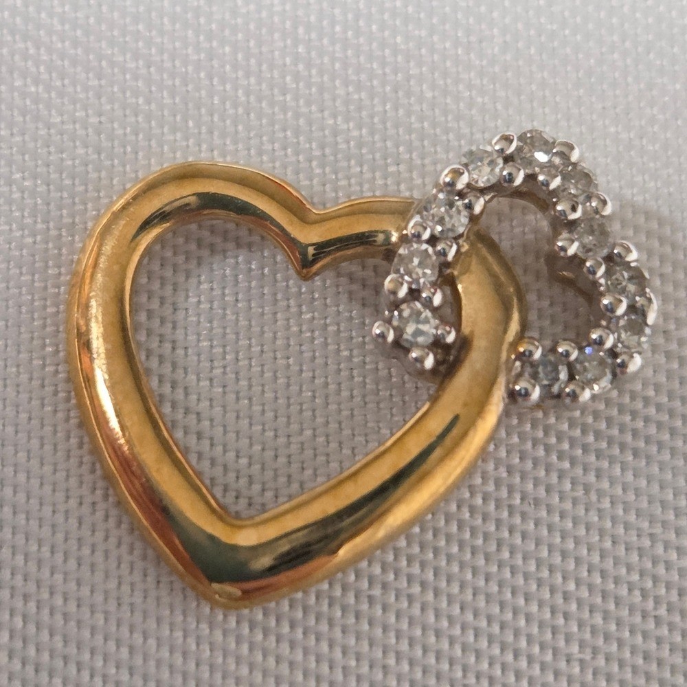 10k Two Tone Solid Gold Interwind Two Hearts Natu… - image 1