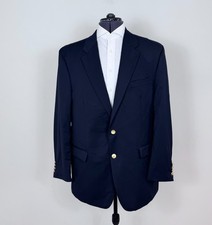 Chaps Ralph Lauren Men  s Navy Blue Wool Blazer Jacket Sport Coat Gold Button 44L