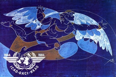 Hans Erni ICAO OACI UKAO 1984 Vintage Reproduction Art Poster Print