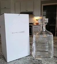 NEW Ralph Lauren Bentley Crystal Decanter Extremely Heavy! Stunning 😍 