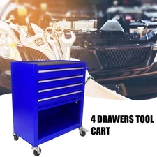4-Drawer Tool Cart with Locking Wheels & Smooth Gliding Drawers